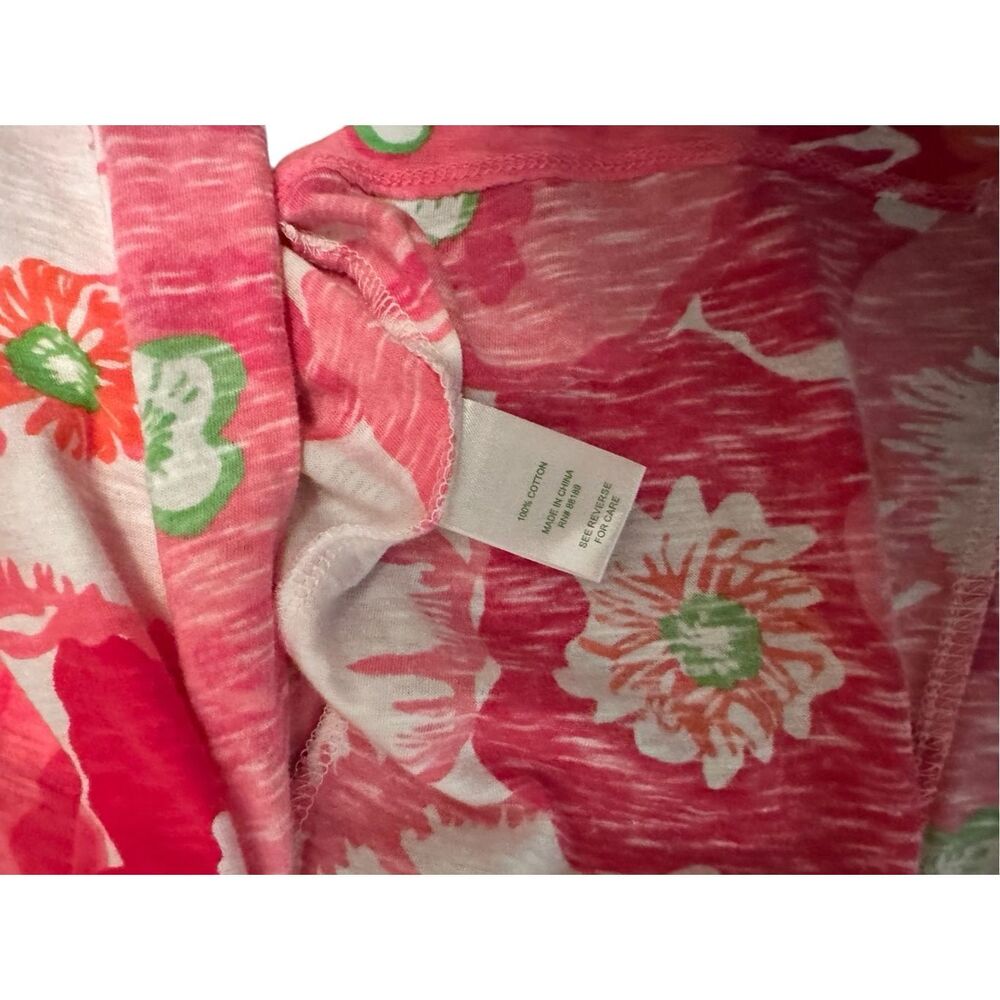 Lilly Pulitzer pink cotton floral cardigan sz large - Picture 3 of 5
